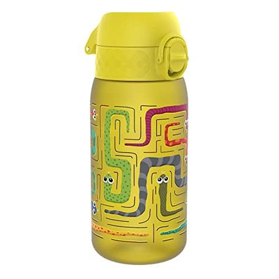 Ion8 Gourde Enfant, 350ml, Anti-Fuite, Facile à Ouvrir, Verrouillage Sécurisé, Lavable en Lave-Vaisselle, Sans BPA, Poignée de Transport, Facile à Nettoyer, Carbone Neutre, Motif Serpents