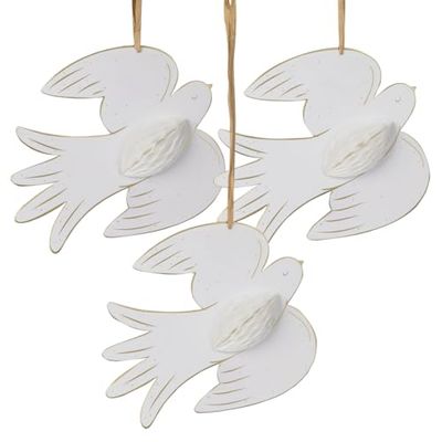 Talking Tables 3 x Honingraat Witte Duiven, Herbruikbare Kerstversiering, Bruiloft, Babyshower, Religieuze Ceremonie, Doop, Begrafenissen, Muur Hangende Vogels Decoratie, Seizoensgebonden