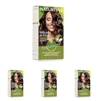 Naturtint | Ritoccatore di Radici Senza Ammoniaca | 100% di copertura | Castano Chiaro | 45ml (Confezione da 4)