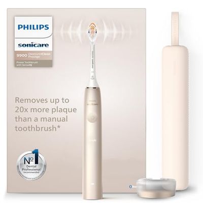 Philips Sonicare DiamondClean Prestige 9900 - brosse à dents électrique avec 1 tête de brosse A3 Premium tout-en-un et un boîtier de charge couleur perle (modèle HX9992/11)