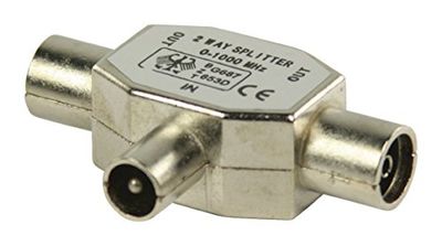 Valueline Metalen coaxiale T-splitter (coaxiale stekker op 2X coaxiale aansluiting)