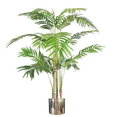 Leaf Tropical Artificial Plants with Planters, Green, Silver, 120cm