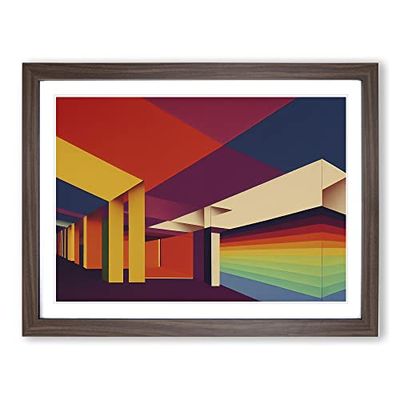 Architecture Modern Abstract Art H1022 Framed Print for Living Room Bedroom Home Office Décor, Wall Art Picture Ready to Hang, Walnut A2 Frame (64 x 46 cm)