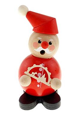 Hess Holzspielzeug 40001 - Kogelrookmanman van hout, Kerstman met lichtboog, ca. 12 cm, decoratie voor de advents- en kersttijd uit het Ertsgebergte
