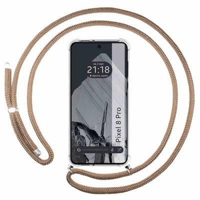 Tumundosmartphone Custodia a sospensione trasparente per Google Pixel 8 Pro 5G con Cordon Camel