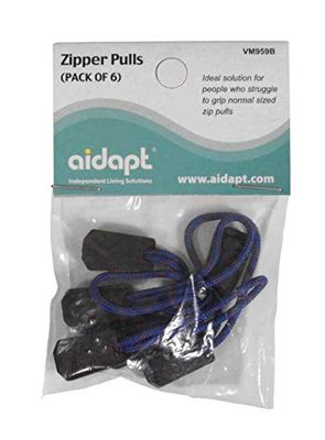 Aidapt Set of 6 Easier to Grasp Zipper Pulls for use with Coats, Jackets, Tents, Rucksacks