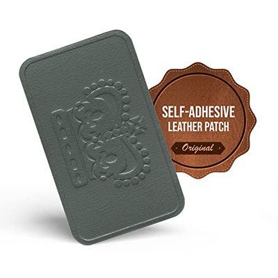 MastaPlasta Self-Adhesive Premium Leather Repair Patch - Grey Crown 10cm x 6cm (4in x 2.4in). Your Instant Stick-On Repair and Decoration for Sofas, Car Seats, Handbags, Jackets & DIY