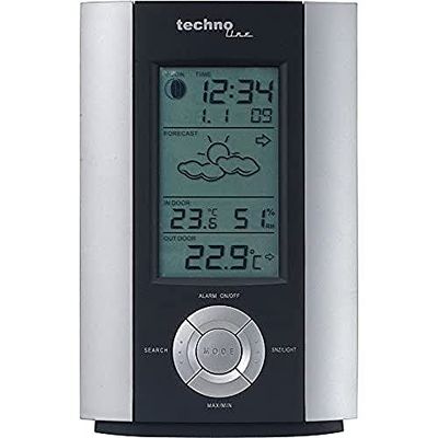 Technoline WS 6710-Stazione Meteo con Orologio al Quarzo grisaglia in plastica/Argento