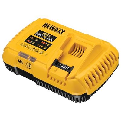 DEWALT DCB117-QW - Cargador rápido System, Para baterías 18V y XR Flexvolt, Corriente de carga de 12A, Indicador LED del proceso de carga, Adecuado para montaje en pared