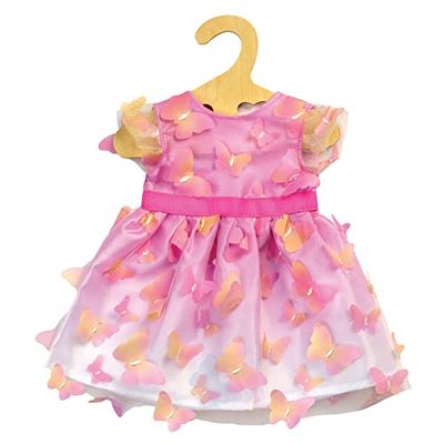 Heless 2252Abito Design Miss Butterfly, Elegante Abito in Tulle con Effetto Ombré e Farfalle Svolazzanti per Bambole e Peluche di Dimensioni 3545 Cm, Tinta Unita, Colore Pink, 35-45 cm, 10209539