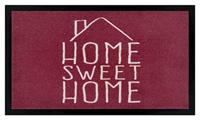 HANSE Home Paillasson Design Home Sweet Home - 45 x 75 cm - Convient pour l'intérieur et l'extérieur - 100% Polyamide - Facile d'entretien - Lavable - Résistant - Idéal pour Le Couloir - Rouge Brique