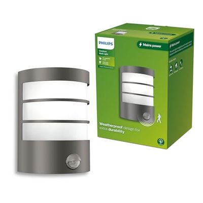 Philips Calgary Applique d’Extérieur avec Capteur, Max 25 W, Douille E27, Anthracite