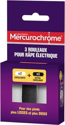 MERCUROCHROME - Rotoli per grattugia elettrica - 3 unità - 2 rotoli esfolianti - 1 rotolo extra esfoliante - Rimuove la pelle morta, il corno e i calli - cura dei piedi