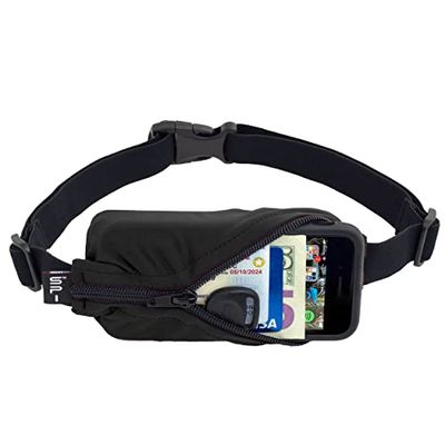 SPIbelt löparbälte originalficka, midjeväska utan studs för löpare, iPhone 6 7 8 X, tillverkad i USA för män och kvinnor, träningsmidjeväska, justerbar en storlek, expanderbar påse, Elastisk utan