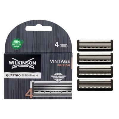 WILKINSON Sword - Lame di Ricarica Quattro Titanium Vintage Edition - Pack 4 Lame di Ricarica Uomo - 20 Gr