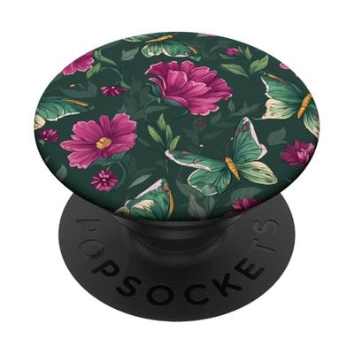 Mariposas y flores rosadas patrón sin fisuras PopSockets PopGrip Adhesivo