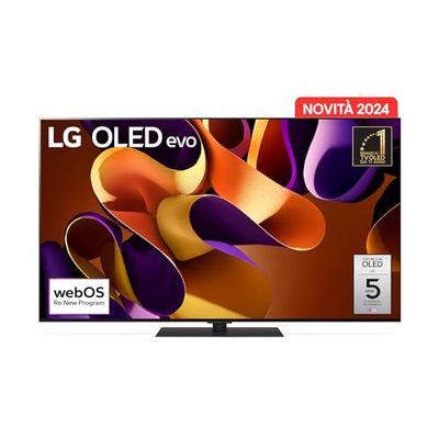 LG OLED evo 65'', Serie G4S 2024, OLED65G46LS, Smart TV 4K, Base da appoggio, Processore α11, Brightness Booster Max, 60W, Dolby Vision, Wi-Fi 6, 4 HDMI 2.1 4K@144Hz, GSYNC, VRR, ThinQ AI, webOS 24