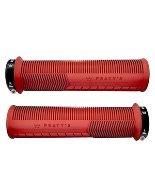 Peaty's Monarch Grips – röd/svamp/tunn – spårkomfort, hållbara, ergonomiska fingerstänger, stöd-tumdyna, åretruntning, alla väder och terräng, MTB enduro nedförsbacke elcykel mountainbike