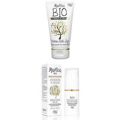 Duo Produit de beauté MARILOU BIO - Gamme Argan -Crème anti age à l'huile d'Argan - Sérum yeux