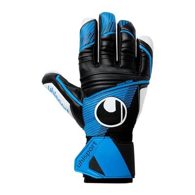 uhlsport Soft HN Comp, unisex ungdom fotboll målvaktshandskar, svart/fluo blau/weiß, 10