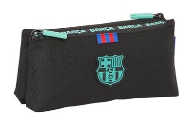 F.C. Barcelona Trousse scolaire 3ème équipe avec fermeture éclair simple, idéale pour les enfants de différents âges, confortable et polyvalente, qualité et résistance, 22 x 8 x 10 cm, couleur noire,