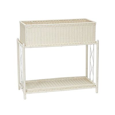Household Essentials Supporto per fioriera in vimini per interni ed esterni, bianco