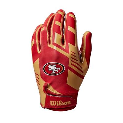 WILSON NFL Stretch Fit voetbalhandschoenen voor volwassenen, San Francisco 49ers