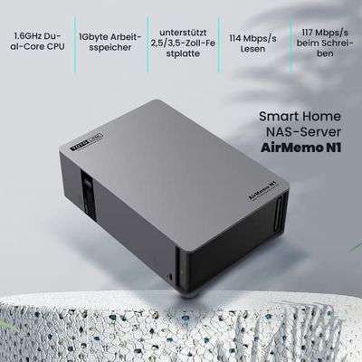 TOTOLINK AirMemo N1 NAS-server netwerkopslag USB 3.0 1000 Mbps LAN 2 GB RAM Home Server Extra opslag automatische back-up NAS opslag 1 x SATA NAS SSD/HDD Android iOS Windows compatibel