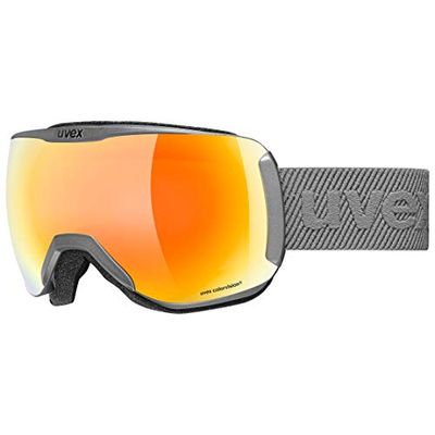 uvex downhill 2100 CV - skibril voor dames en heren - contrastverhogend - vervormings- & condensvrij - rhino/orange-orange - one size