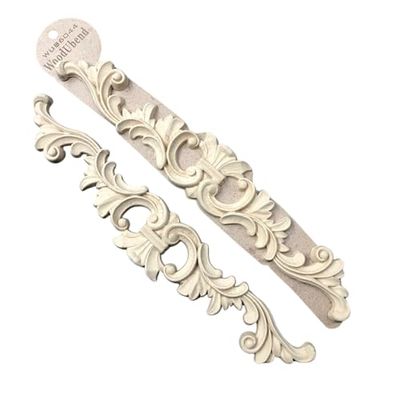 WoodUbend WUB6044 Pack of 2 Pediments - Wood Appliques - Bendable & Flexible Onlays 5.7x32.7cm - DIY Craft, Furniture & Home Decor - Easy to Apply & Paint - Versatile, Reusable & Durable Decals