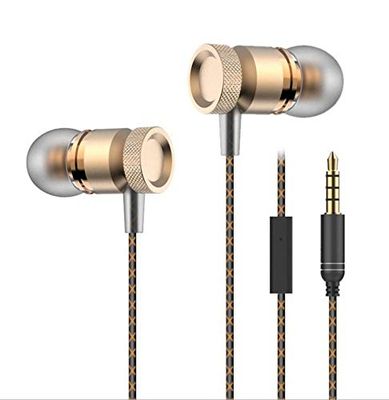 Auricular de Metal para Huawei P30 Lite con micrófono Manos Libres intraaugurales para Auriculares universales (Oro)
