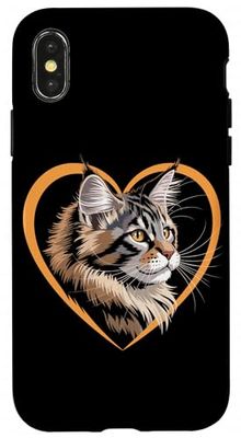 Cute Maine Coon Cat Heart Case for iPhone X/XS