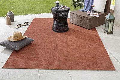 NORTHRUGS Tapis d'intérieur et d'extérieur Match - 80 x 150 cm - Résistant aux intempéries - Moderne - Couleur Unie - pour Balcon, terrasse, Jardin, Jardin d'hiver, salon - Imperméable - Terra