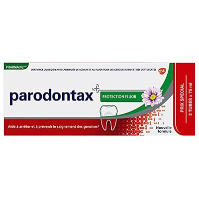 Parodontax Dentifricio Protezione Fluoro, Per Denti Sensibili, Elimina la placca Dentale, Confezione da 2 x 75 ml