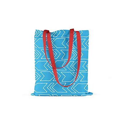 Bonamaison, 100% Algodón Bolso De Mano Impreso, Bolso de la Compra Reutilizable, Bolso De Compras, Ecológico, Plegable, Bolso de Tela de Lona con Asas Rojas, 34X40 Cm - Fabricado en Turquía