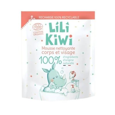 Lilikiwi Foaming Cleanser Refill – 100% Natural, Hypoallergenic & Dermatologically Tested – Gentle Face, Body & Intimate Cleanser for Babies & Kids – Anti-Pollution, Hydrating, Strawberry Scent, 250ml