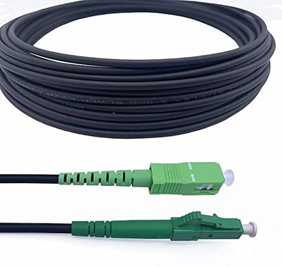 Elfcam® - Pansarfiberkabel LC/APC till SC/APC-kontakt, enkelt singlemode 9/125 μm OS2 patchkabel, svart (200 m)