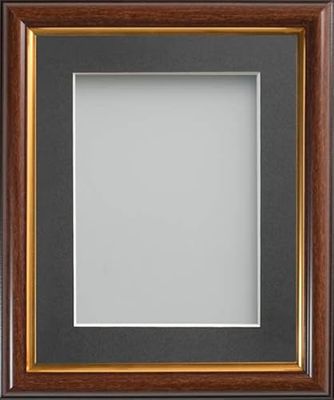 Frame Company Eldridge Mahogany Photo Frame with Grey Mount, 14x11 for A4, fitted with perspex