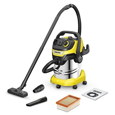 Kärcher Aspirateur Multifonction WD 5 S V-25/5/22, Fonction Soufflerie, Puissance : 1100 W & Filtre Nouveau Système Plat Plissé pour MV4, MV5, MV6, 200 x 125 x 60 mm