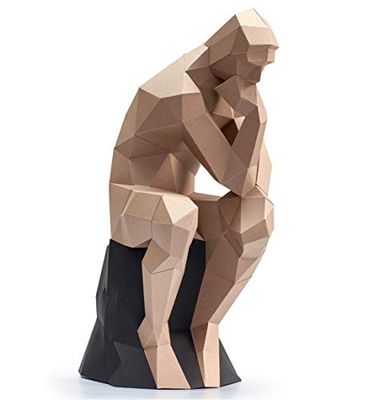 ORIGADREAM, GIÀ PRETAGLIATO Papercraft Kit PUZZLE 3D di assemblarsi per la decorazione della parete FAI DA TE DIY scultura carta per adulti basso poli assemblaggio, Carta spessa 300g (Pensatore XL)