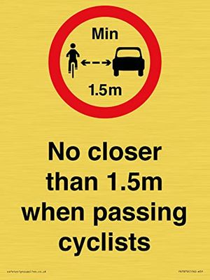 Non più vicino di 1,5 m quando si passa il segno dei ciclisti - 150 x 200 mm - A5P
