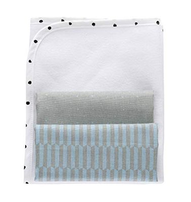 Matelas à langer 3 en 1 + 2 tapis en molleton - 100% coton imperméable - Perméable à l'air - 49 x 60 cm - Bleu palissandre