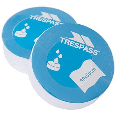 Trespass Compresse 2 asciugamani compressi unisex, 6 x 2 cm, dopo l'espansione 30 cm x 50 cm, 100% cotone, bianco, ciascuno