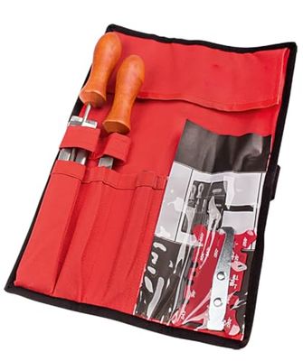 Oregon 1418559 Afilador de flores en funda enrollable para herramientas, 93 cm, Color Rojo