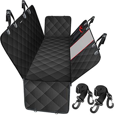 Favoto Funda Perros Coche, Cubierta de Asiento para Mascota Impermeable y Resistente, Protector Coche con Ventana de Malla Visible y Cremallera Universal para SUV, Camión, Viaje, 137x147cm