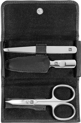 ZWILLING Klassiek Inox Manicure Pedicure 3-Delig Set in Zwart Nette Lederen Zaak