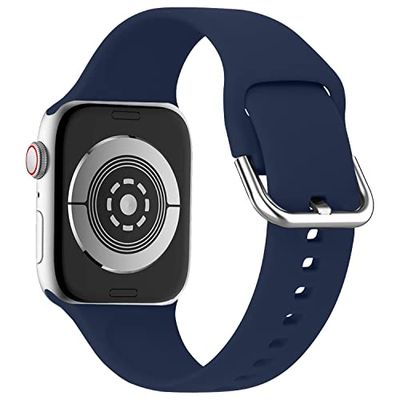 HiClothbo Compatibel met Apple Watch armband 38/40/41 mm voor dames en heren, zachte siliconen sportarmband voor iWatch Ultra Series 8, 7, 6, 5, 4, 3, 2, 1, SE, donkerblauw, Dark Blue, 38/40/41mm