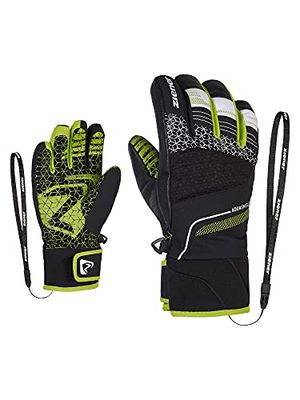 Ziener LONZALO Guanti da sci per bambini | impermeabili, Primaloft, Black.Lime, 4