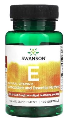 Swanson - Natural Vitamin E 200IU | Antioxidant & Cell Protection with d-Alpha Tocopherol | 100 Softgels