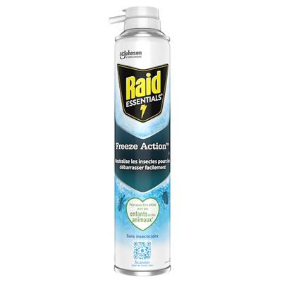 Raid Essentials Spray Freeze Action - Punaises de Lit, Fourmis et Cafards - Sans Insecticides, Neutralise par le Froid - 1 Aérosol